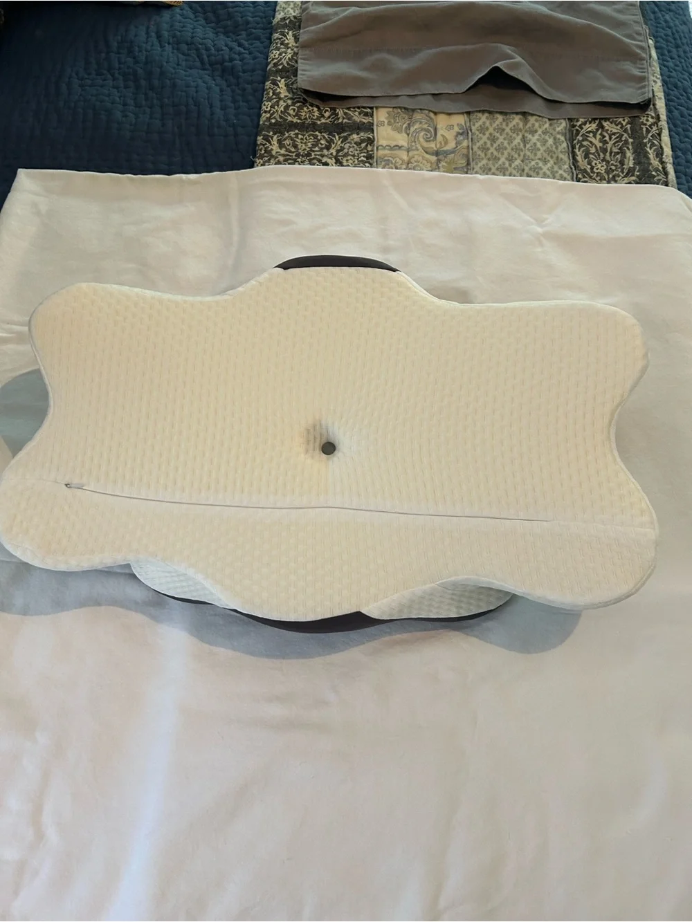 Ergonomic Memory Foam Lumbar Pillow - Charcoal Gray with White Trim